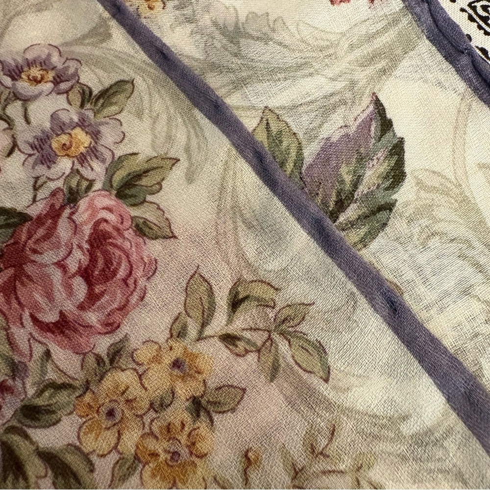 NWT BURBERRY Vintage Floral Scarf - Picture 12 of 13